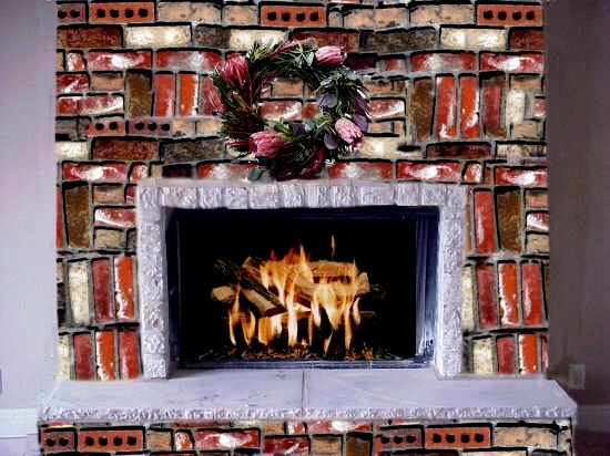 brick fireplace