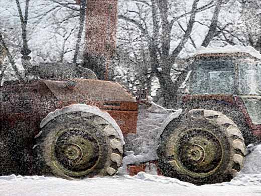 Tractor in snow