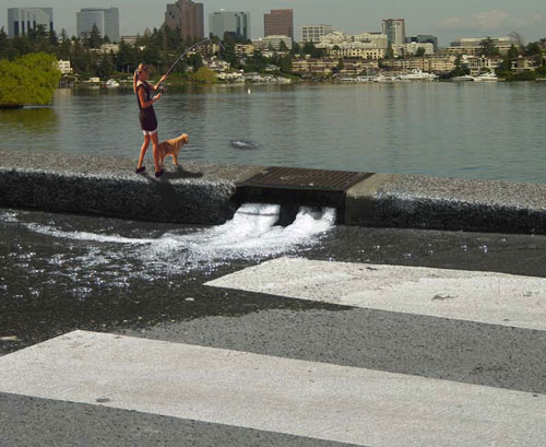 Fishing on levee