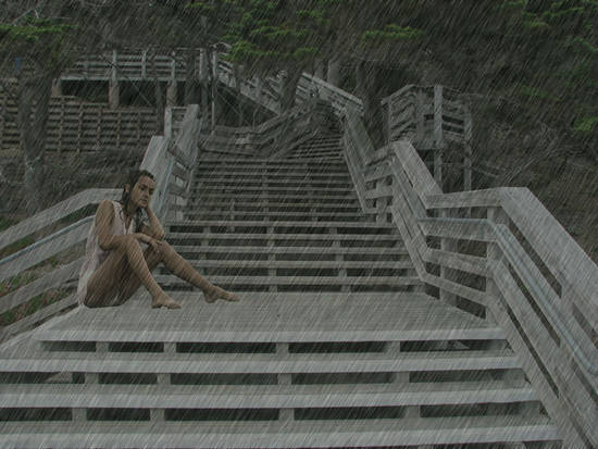 women in the rain