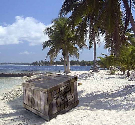 Box on a beach