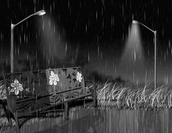 A bench in the storm