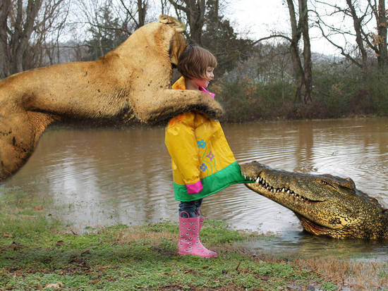 Just playing in a puddle